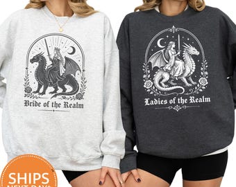 Bride of the Realm Bachelorette Sweatshirt, Medieval Bach Party Hoodie, Renaissance Bride Squad Pullover, Dragon Fantasy Crewneck