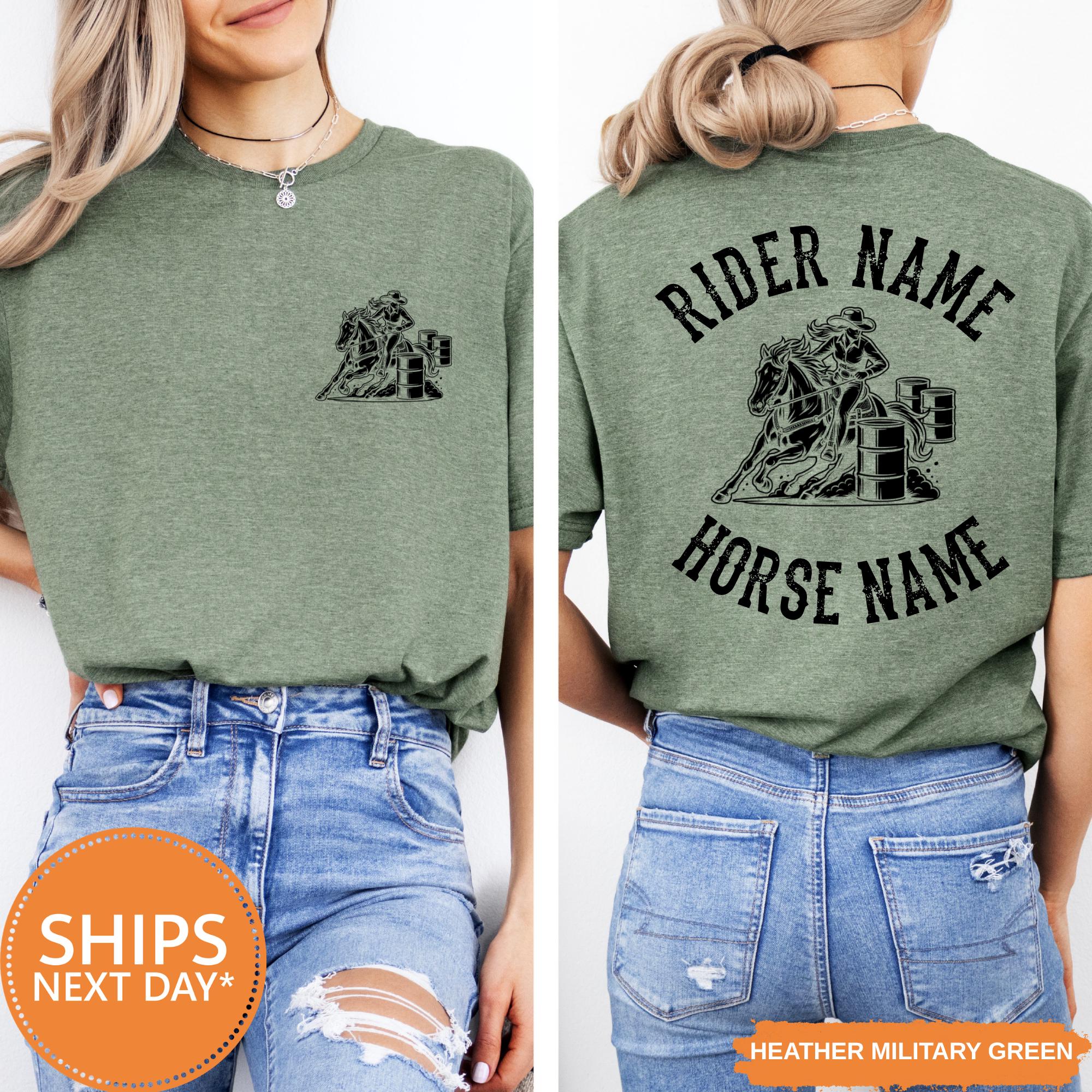 Custom Barrel Racing Shirt, Horse Rider Name Tee, Racer Mom Comfort ...