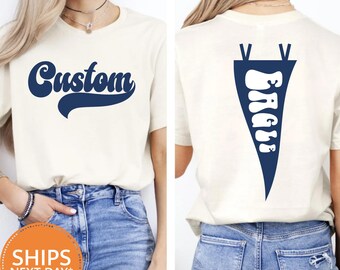 Custom School Spirit Football Comfort Colors Shirt, Personalized Mascot Pennant Tee, Game Day Graphic T-shirt, Team Name Mom Top
