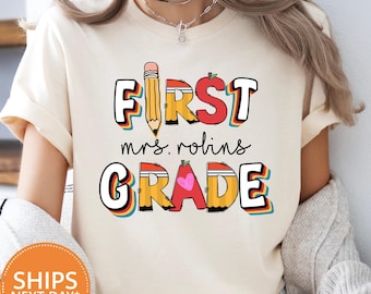 Custom Teachers Comfort Colors Shirt, Personalized Teacher Name Tee, Back to School Matching Top, First Day of School Grade Outfit