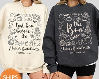 Last Boo Before I Do Sweatshirt, Halloween Bachelorette Party Crewneck, Spooky Bridal Squad Pullover, Fall Bride Tribe Hoodie