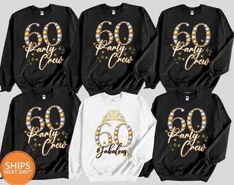 Custom 60th Birthday Sweatshirt, 60 and Party Crewneck, Matching Birthday Crew Pullover, Milestone Sixty Gift Hoodie