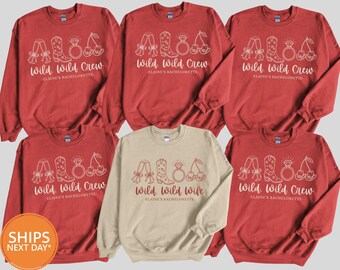 Custom Wild Wild Wife Sweatshirt, Last Rodeo Bachelorette Crewneck, Nashville Austin Bridal Squad Pullover, Cowgirl Bride Hoodie