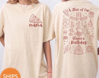 Pizza Party Birthday Shirt, Custom Family Matching Comfort Colors Tee, Pizzeria First Birthday Graphic T-Shirt