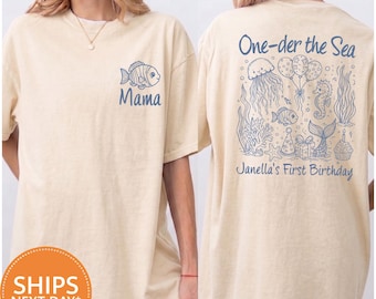 Oneder the Sea Custom Birthday Comfort Colors Shirt, Under the Sea Family Matching Tee, Ocean 1st Birthday   Party T-shirt