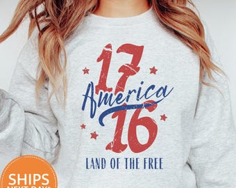 America 1776 Sweatshirt, 250th Anniversary Crewneck, 4th of July Independence Day Hoodie, Patriotic Semi Quincentennial Pullover Gift