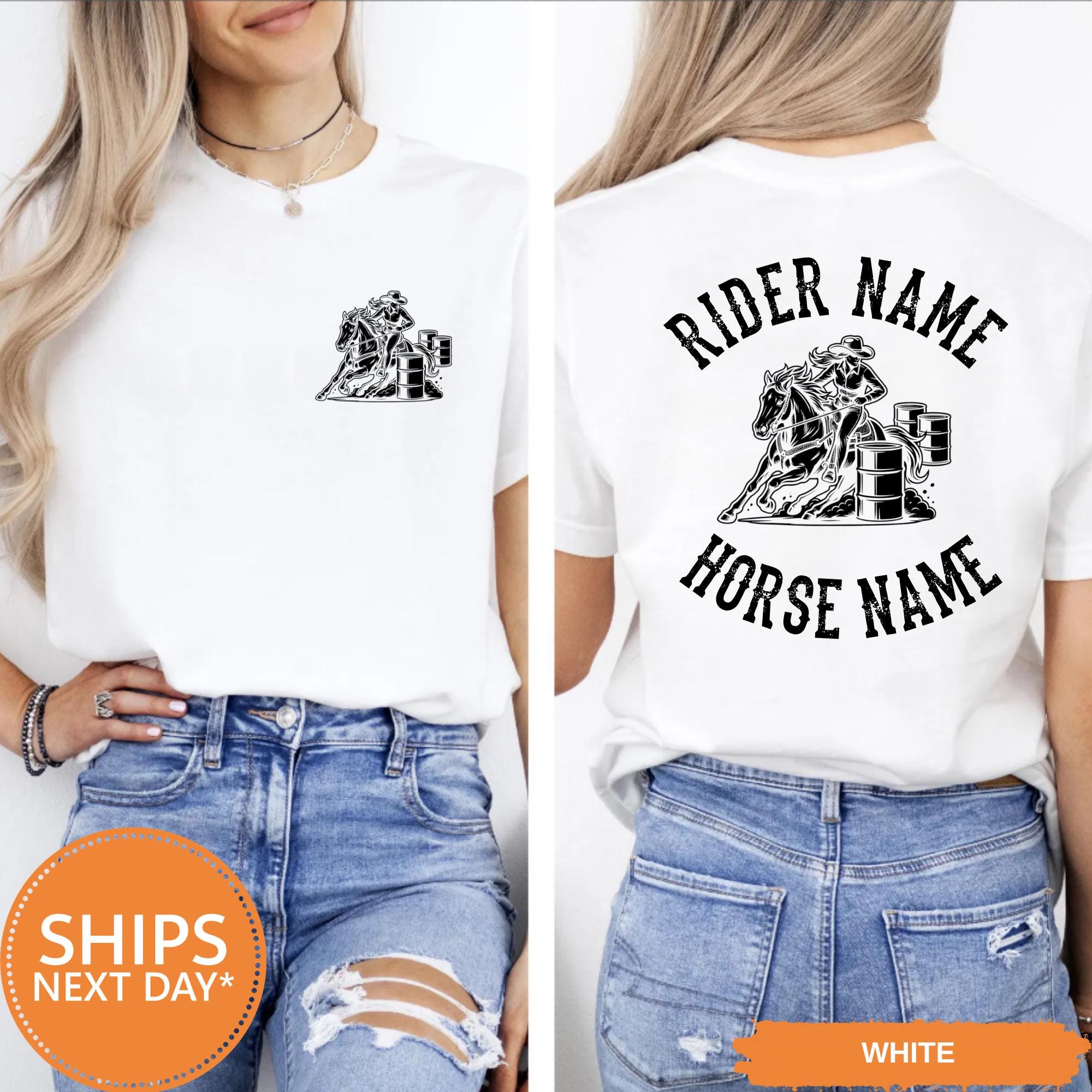 Custom Barrel Racing Shirt, Horse Rider Name Tee, Racer Mom Comfort ...