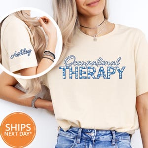 Occupational Therapy Comfort Colors Tee, Floral OT Shirt, Blue Toile Wildflower T-shirt, Gift for Occupational Therapist, SPED Teacher Tee
