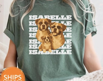 Custom Pet Photo T-Shirt, Personalized Dog Cat Portrait Comfort Colors, Retro Y2K Bootleg Tee