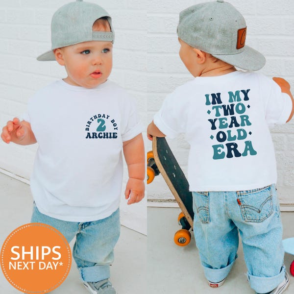 Custom Birthday Boy  and Girl T-Shirt: Retro Design In My two Year Old Era