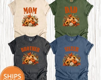 Custom Family Fall Comfort Colors Shirt, Personalized Pumpkin Patch Tee, Matching Autumn Family Top, Thanksgiving Graphic T-shirt