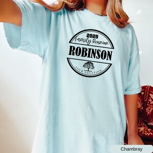 a young girl wearing a blue robinson t - shirt