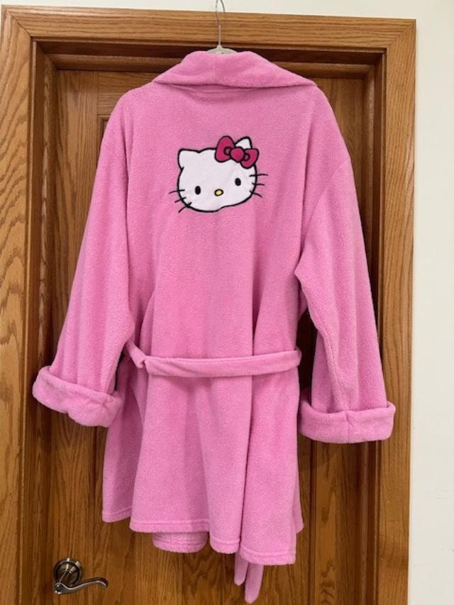 Hello Kitty Bath Robe Womens Plus Size 2X 3X Pink Plush Pockets Belted Etsy