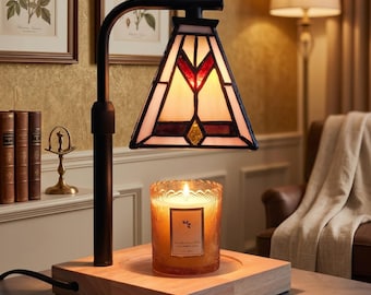 Vintage Candle Warmer Tiffany Style Lamp Adjustable Height with Timer and Dimmer