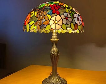 Tiffany Style Table Lamp 16 Inch Handcrafted Stained Glass Bedside Light Desk UK