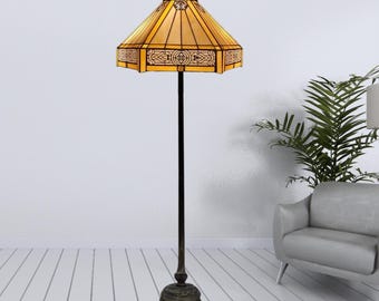 Hexagonal Design Tiffany Style Floor Lamp Stained Glass Bedroom Home Living Bedroom
