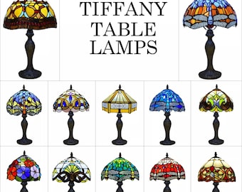 Tiffany Style Table Lamp 10 Inch Handcrafted Art Bedside Light Desk Lamps Stained Glass Lampshade