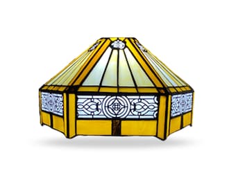 10'' Tiffany Style Yellow Hexagon for Table, Pendant, Ceiling Stained Glass Lamp Shade