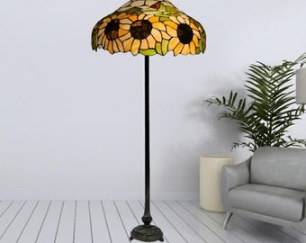 Sunflower Floor Lamp Tiffany Style Stained Glass Bedroom Home Living Desk Light - Christmas Gift