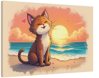 Serene Cat at Sunset Beach