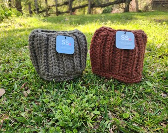Handmade Knit Crochet Headband Ponytail Messy Bun Ear Warmer Hat 16"