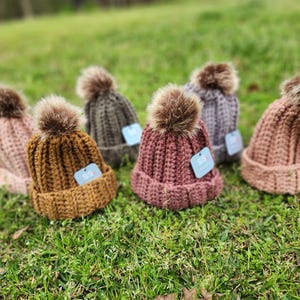 Handmade Knit Crochet Adult Beanie You Choose Color Wool Acrylic Blend Hue and Me Yarn Winter Beanie