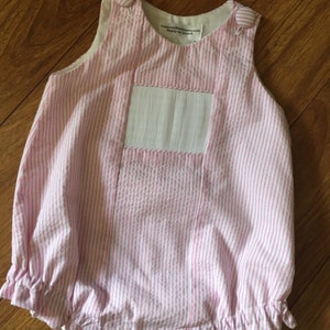 Toddler, infant girl’s Ready-to-Smock Hot Pink/White Stripe Seersucker Infant Bubble Suit - available in multiple sizes