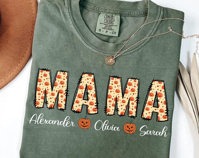 Halloween Custom Mama Comfort Colors® Shirt, Mom Halloween Shirt, Spooky Mama Shirt, Mama Halloween, Cute Ghost Shirt, Floral Ghost Shirt