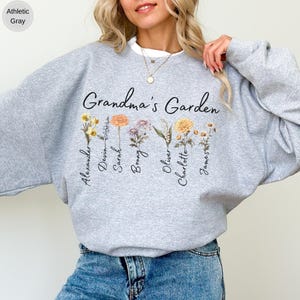 Grandma's Garden Sweatshirt,Custom Birthflower Sweatshirt,Gift for Grandma,LoveGrows Here,Mom's Garden,Grandma's Garden Tee,Christmas Gifts image 5
