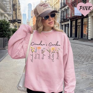 Grandma's Garden Sweatshirt,Custom Birthflower Sweatshirt,Gift for Grandma,LoveGrows Here,Mom's Garden,Grandma's Garden Tee,Christmas Gifts image 12