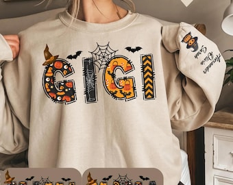 Personalized Halloween Gigi Sweatshirt,Spooky Gigi Shirt,Gift for Mom, Spooky Gigi Sweatshirt, Halloween Shirt For Mom,Custom Name Halloween