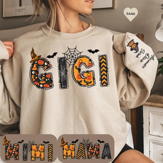 Personalized Halloween Gigi Sweatshirt,Spooky Gigi Shirt,Gift for Mom, Spooky Gigi Sweatshirt, Halloween Shirt For Mom,Custom Name Halloween