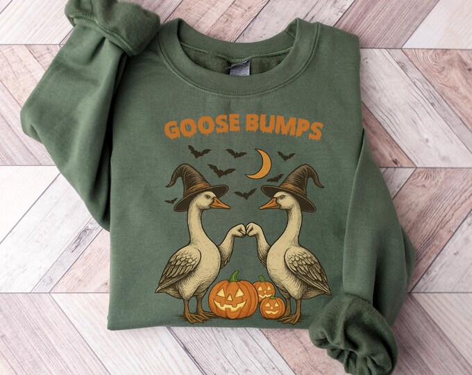 Goose Bumps Halloween shirt, Retro Goose Bump Sweatshirt, Best Girly Halloween Gift, Goose Lover Goose Halloween, Goose Couple Clothing