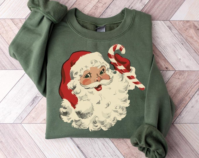Retro Santa Christmas Sweatshirt, Christmas Santa Sweatshirt, Retro Santa Shirt Gift for Women, Santa Sweatshirt, Women Gift for Christmas