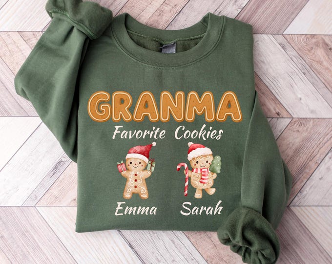 Grandma Gift,Grandma's Favorite Cookies Sweatshirt, Family Shirt, Personalized Gingerbread Christmas Sweatshirt,Grandma Shirt,Christmas 2025