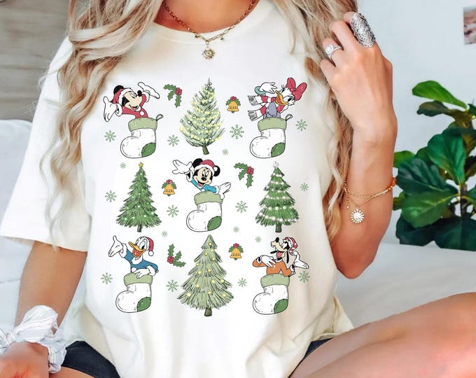 Vintage Christmas Tree Mickey And Friends Shirt, Disney Christmas Tree Shirt, Disney Christmas Family Shirts, Very Merry Christmas Shirt