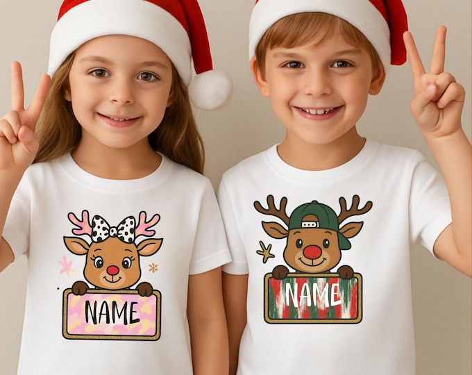 Custom Reindeer Toddler shirt,Custom Name Kids Shirt,Custom Christmas Shirt, Christmas Reindeer Shirt,Christmas Toddler Shirt,Christmas Gift