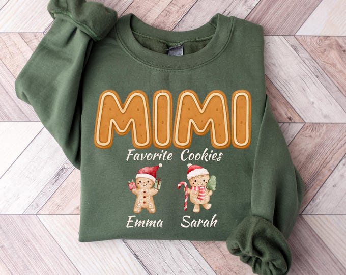 Personalized Christmas Gingerbread Grandma Sweatshirt, Custom Grandkids Names Grandmother Sweater, Customized Shirt for Nana, Gift for Mom