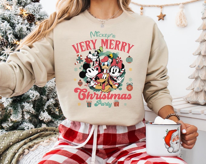 Mickey & Friends Santa Disney Christmas Shirt, Mickey's Very Merry Christmas Party 2025, WDW Disneyland Holiday Family Christmas Sweatshirt