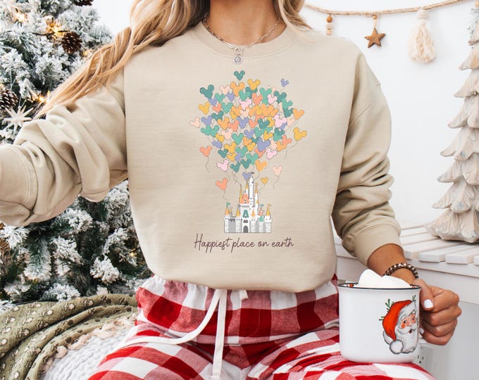 Disney Sweatshirt Happiest Place On Earth Shirt Magic Kingdom Sweatshirt Matching Disney Castle Shirt Cute Retro Floral Disney Castle Shirt