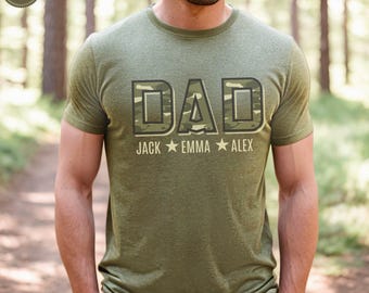 Custom Dad Shirt With Kids Names, Dad T-Shirt, Personalized Dad Shirt, Father's Day Shirt, New Dad Shirt, Daddy Shirt, Birthday Gift Dad Tee