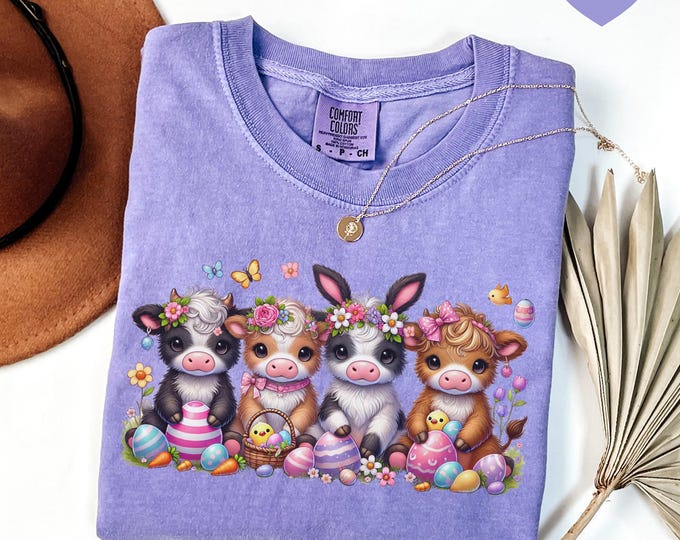 Comfort Colors® Easter Day Cow T-Shirt, Cute Cow Shirt, Bunny Cow Shirt, Easter Cow Shirt, Easter Day Heifer Shirt