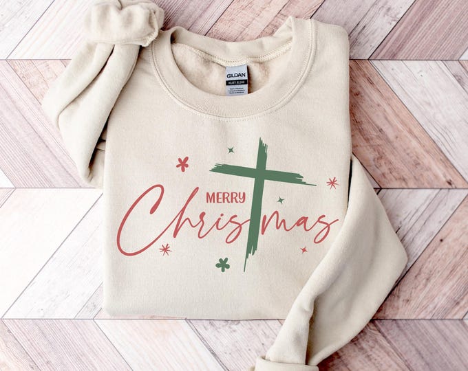 Christian Merry Christmas Shirt,Christmas Cross Faith Holiday Shirt,Religious Christmas Cross Shirt,Family Christmas T-Shirt,Christmas Gift