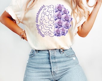 Maglietta per la consapevolezza dell'epilessia, felpa per la salute mentale, maglietta da donna sulla neurodiversità, maglietta con nastro rosa, regali motivazionali per l'epilessia
