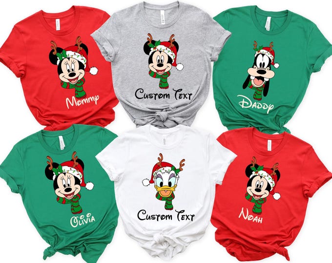 Disney Mickey and Friends Christmas Family Matching Shirt, All Characters Disneyland Xmas Tee, Family Christmas Matching Shirt, Disney Trip