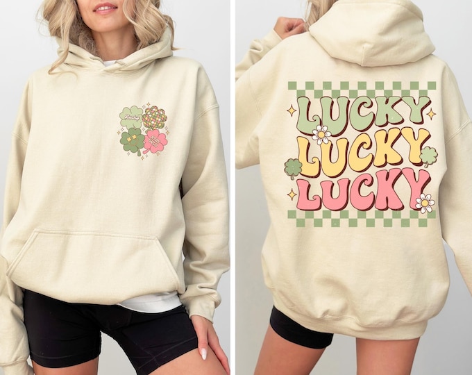 Womens Lucky Sweatshirt, Cute Shamrock Shirt, Happy St Patricks Day Shirt, St Pattys Day Outfit, Irish Lucky Day Shirt, St Patricks Day Gift