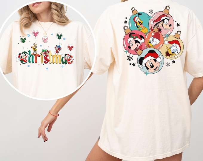 Comfort Colors Disney Family Christmas Shirt, Two-Sides Disney Family Christmas Tees, Disney Character Shirt,