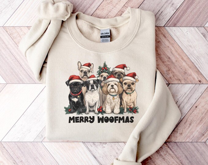 Christmas Dog Shirt,Merry woofmas shirt,Santa Dog Shirt,Funny Shirt,Christmas Shirt,Xmas shirt,Gift For Her,Christmas Gifts,Family Matching