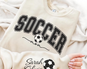 Personlig fotbollsmamma-tröja, anpassad fotbollsmamma-tröja, anpassad fotbollsmamma-hoodie, present till mamma, fotbollsmamma-hoodie, julklappar