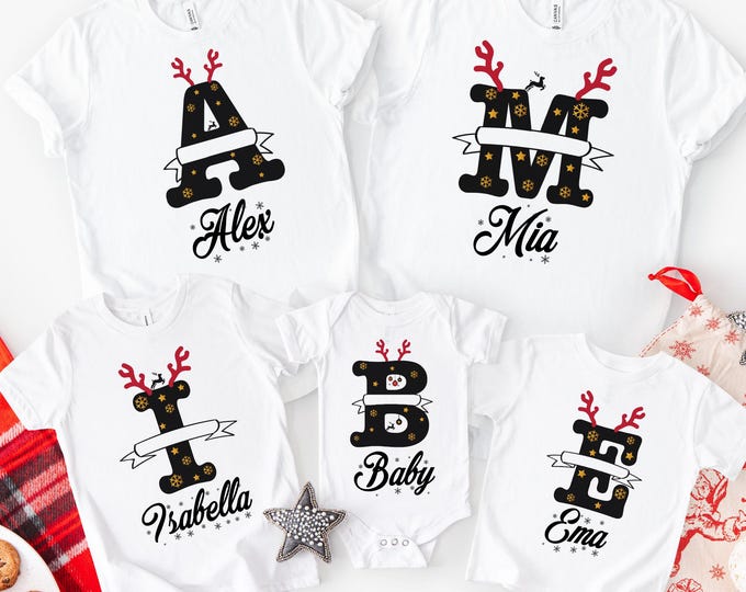 Family Christmas Name Shirt,Monogrammed Family Christmas Shirt,Personalized Christmas Family T-shirt,Custom Christmas Shirt With Name,Shirt